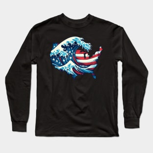 The Great Wave Of America Long Sleeve T-Shirt